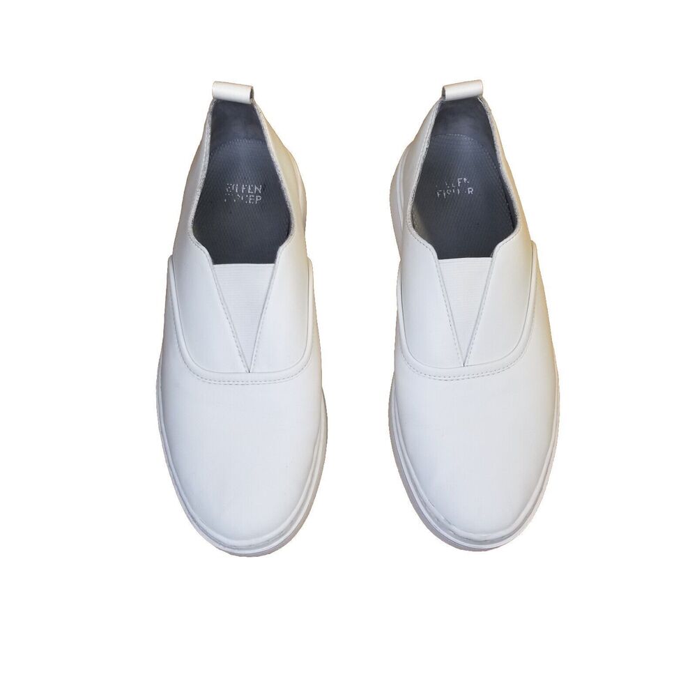 Eileen Fisher Byrdy Sneakers Women's Size 7 White Leather Slip-on Elastic Band